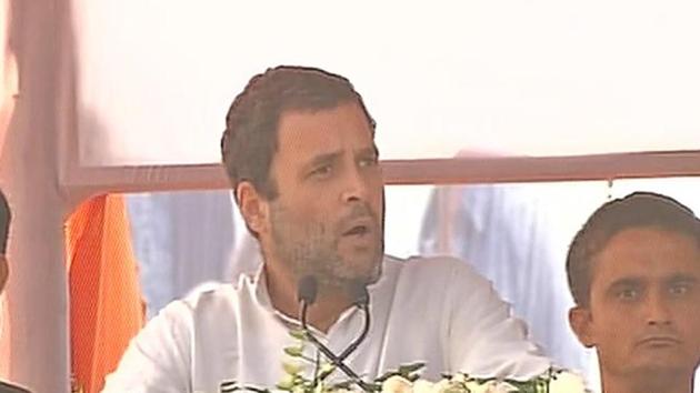 Rahul Gandhi addresses a rally in Uttar Pradesh’s Jaunpur.(ANI Photo) Rahul Gandhi addresses a rally in Uttar Pradesh’s Jaunpur.(ANI Photo)