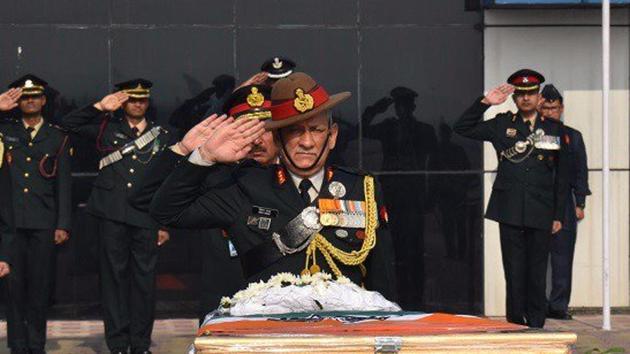Lt Gen Bipin Rawat pays homage to the martyrs of Pampore in New Delhi. (Twitter/adgpi) Lt Gen Bipin Rawat pays homage to the martyrs of Pampore in New Delhi. (Twitter/adgpi)