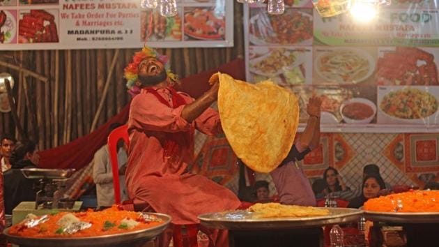 Foodies, expect giant malpuas, arrays of colourful sweets, and a special biryani that vendors claim you can’t get anywhere else! (satyabrata tripathi/ht photo)