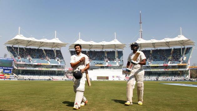 Karun Nair shared good partnerships with Murali Vijay and Ravichandran Ashwin as India took the lead. (BCCI) 