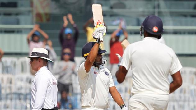 Karun Nair of India notched up his 150 as he aimed to capitalise on a great start. (BCCI) 