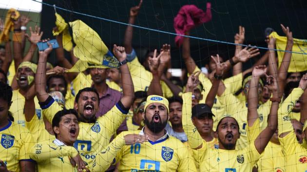 The atmosphere at the Jawaharlal Nehru Stadium in Kochi was electric, with most of the 54000 fervent fans shouting hoarse in support of home team Kerala Blasters. (AFP) 