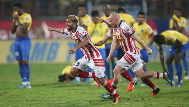 The victory meant two ISL titles for Atletico de Kolkata in three years, and as many heartbreaks for Kerala Blasters who fell short again. (Shaun Roy / ISL / SPORTZPICS) 