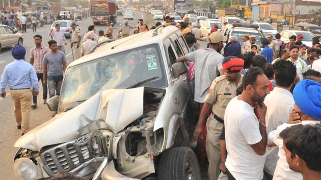 An accident on the national highway in Jalandhar.(HT File Photo)