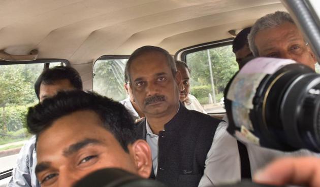 CBI sources said Rajendra Kumar (centre) had been charged along with eight persons and a company in the case. A 1989-batch IAS officer of the Union Territories cadre, he was suspended following the CBI case against him. CBI sources said Rajendra Kumar (centre) had been charged along with eight persons and a company in the case. A 1989-batch IAS officer of the Union Territories cadre, he was suspended following the CBI case against him.