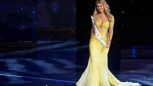 Miss Belgium Lenty Frans is pictured during the Grand Final of the Miss World 2016 pageant. (Zach Gibson/AFP)