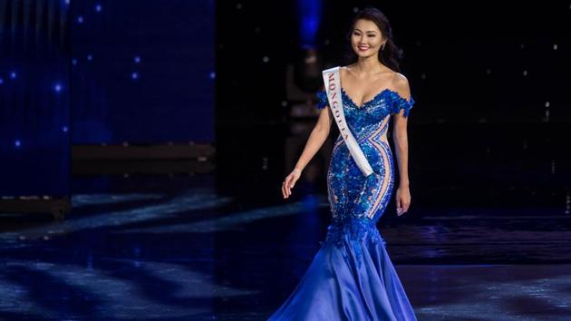 Miss Mongolia Bayartsetseg Altangerel during the pageant’s 66th edition. (Zach Gibson/AFP)