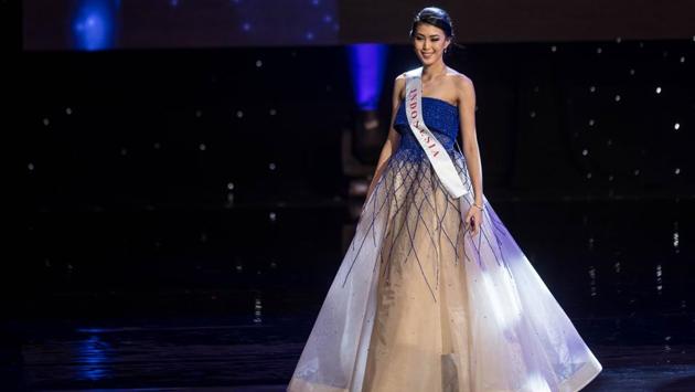 Miss Indonesia Natasha Mannuela, who won the Beauty with a a Purpose title. (Zach Gibson/AFP)