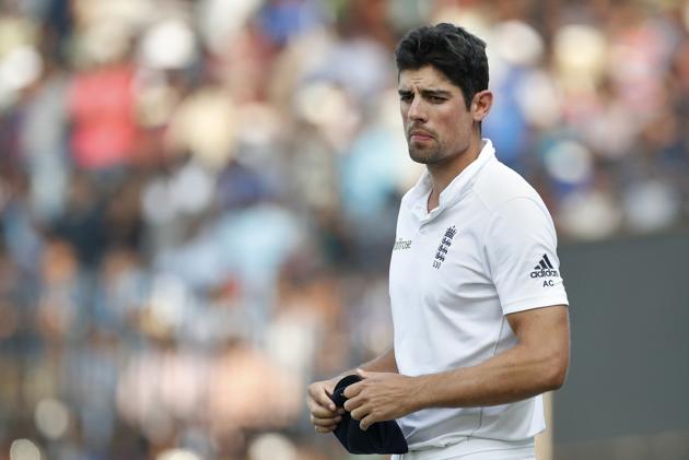 England's cricket captain Alastair Cook walks off the field after losing the Test series against India.(AP)