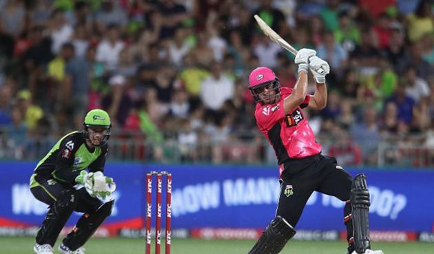 Moises Henriques of the Sydney Sixers bats during the Big Bash League match against Sydney Thunder.(Getty Images)