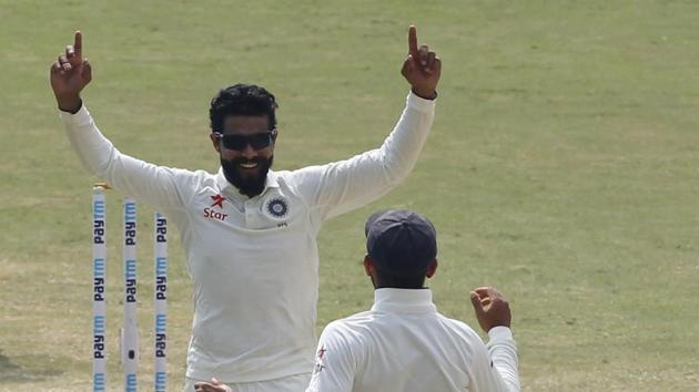 Ravindra Jadeja got rid of Jennings for 54 as England collapsed. (BCCI) 