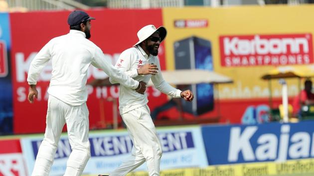 Ravindra Jadeja took a magnificent catch running back as India suddenly sensed a magnificent victory. (BCCI) 