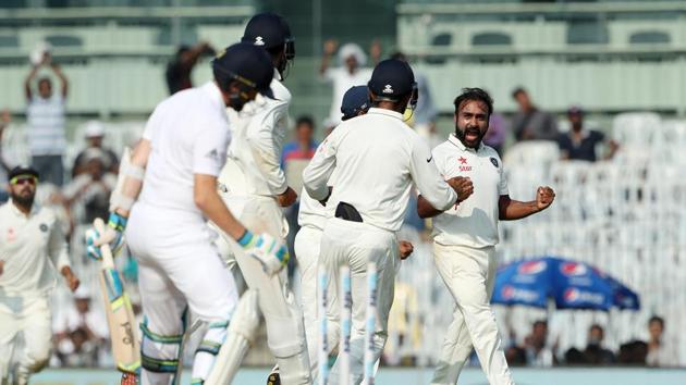 Amit Mishra joined the wickets column as he dismissed Liam Dawson with a googly. (BCCI)
