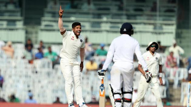 Umesh Yadav got the wicket of Adil Rashid as England continued to lose wickets. (BCCI) 