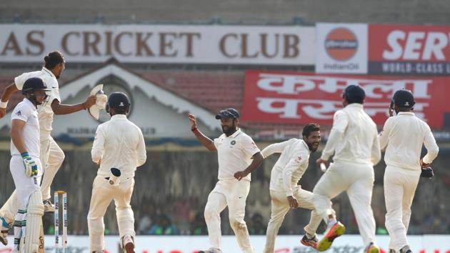 Jadeja got the final two wickets as he finished with 7/48, his best figures in Tests as India completed an innings and 75-run victory. (BCCI) 