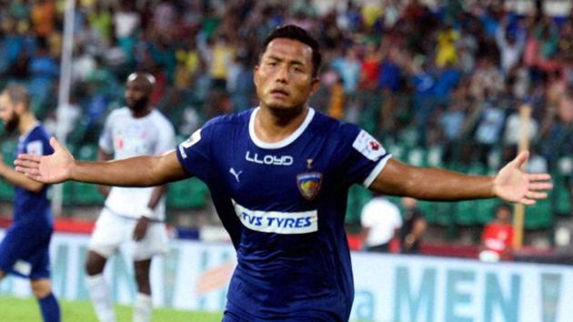 Jeje Lalpekhlua, who plays for Chennaiyin FC in the ISL, won the 2014-15 I-League with Mohun Bagan, the 2015 ISL crown (December 2015) and days later, helped India win the SAFF Championship in January 2016.(PTI)
