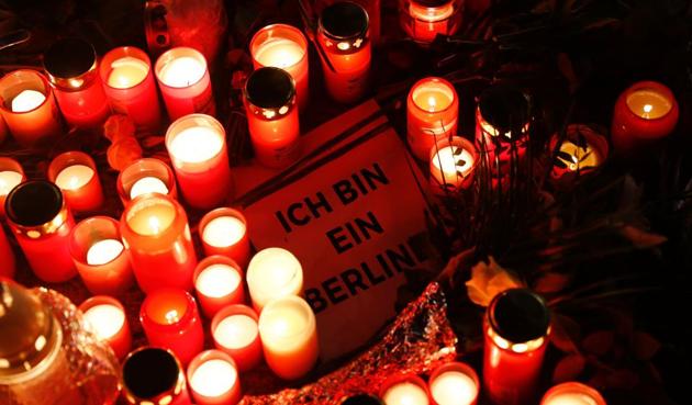 A sign quoting John F Kennedy’s sentence ‘I am a Berliner’ at a makeshift memorial in front of the Kaiser Wilhelm Memorial Church, two days after an attack at the nearby Christmas market, Berlin, December 21, 2016(AFP) A sign quoting John F Kennedy’s sentence ‘I am a Berliner’ at a makeshift memorial in front of the Kaiser Wilhelm Memorial Church, two days after an attack at the nearby Christmas market, Berlin, December 21, 2016(AFP)
