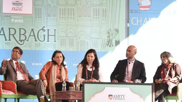 File photo of the 2016 Jaipur Literature Festival. Eyebrows are being raised at the inclusion of two RSS leaders in the speakers’ list at the 2017 edition of the event.(Sanjeev Verma / HT Photo)