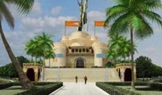 The main feature of the memorial will be a 192-metre-tall statue of the Maratha king.(HT) The main feature of the memorial will be a 192-metre-tall statue of the Maratha king.(HT)