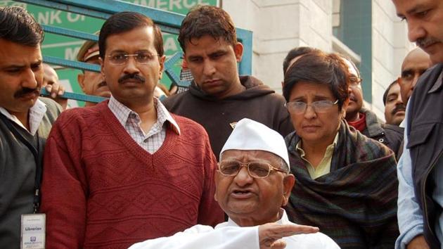 File photo of Anna Hazare and Delhi chief minister Arvind Kejriwal.(HT Photo) File photo of Anna Hazare and Delhi chief minister Arvind Kejriwal.(HT Photo)