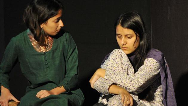 Students of Wings Theatre Academy staging their annual presentation ‘Stories By Gulzar’  at St Kabir Public School Auditorium Sector 26, Chandigarh on Saturday. (Ravi Kumar/HT Photo)
