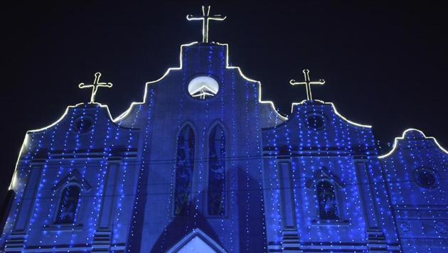 Mariam Nagar Nandgram Churches are decked with lights and a star in order to welcome the festival with Christmas cheer in Ghaziabad. (Sakib Ali/HT Photo) Mariam Nagar Nandgram Churches are decked with lights and a star in order to welcome the festival with Christmas cheer in Ghaziabad. (Sakib Ali/HT Photo)