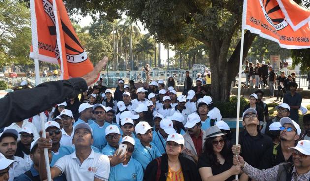 The walk aimed to generate awareness about the rich heritage of the city.(HT photo) The walk aimed to generate awareness about the rich heritage of the city.(HT photo)