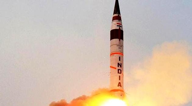 The missile was launched around 11.05am on Monday from a mobile launcher complex-4 of the Integrated Test Range from the Abdul Kalam Island off the Odisha coast in Balasore district.(This photo was tweeted by PTI)