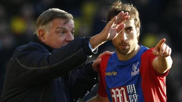 Manager Sam Allardyce with Crystal Palace’s Mathieu Flamini. Palace began life under Sam Allardyce with a 1-1 draw at Watford on Monday(Reuters) Manager Sam Allardyce with Crystal Palace’s Mathieu Flamini. Palace began life under Sam Allardyce with a 1-1 draw at Watford on Monday(Reuters)