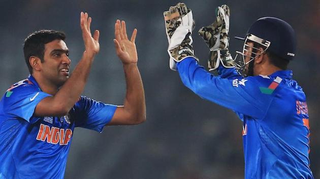 Ravichandran Ashwin has not taken kindly to fans tagging wife Prithi on every post and has also used a follower’s tweet to dismiss social media speculation that his acceptance speech for his ICC awards suggested a rift with limited-overs skipper MS Singh Dhoni (Getty Images-ICC)