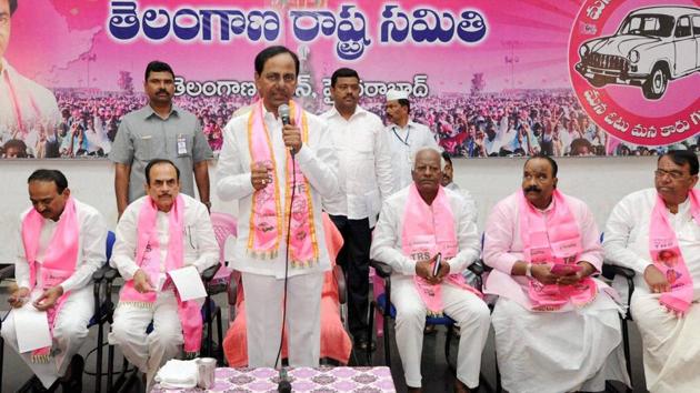 Telangana chief minister K Chandrasekhar Rao has been on land allotment spree to various communities in an apparent bid to win over their support in the state(HT) Telangana chief minister K Chandrasekhar Rao has been on land allotment spree to various communities in an apparent bid to win over their support in the state(HT)
