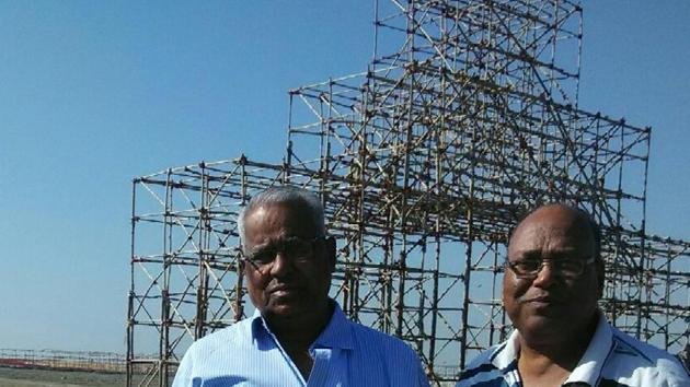 Former sarpanch Abdul Hameed (left) and Sabir Khan allow their land to be used for a Hindu fair for free .(HT Photo)