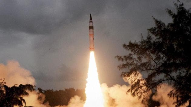 India conducted test flight of its indigenously developed nuclear-capable Agni V long range ballistic missile on December 26.(PTI File Photo) India conducted test flight of its indigenously developed nuclear-capable Agni V long range ballistic missile on December 26.(PTI File Photo)
