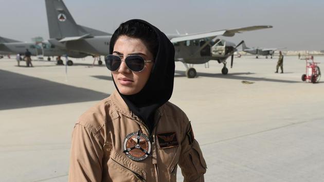 Afghanistan's first female pilot Niloofar Rahmani at an airfield in Kabul in April 2015.(AFP) Afghanistan's first female pilot Niloofar Rahmani at an airfield in Kabul in April 2015.(AFP)