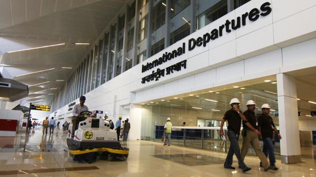 The CISF is responsible for security at the airport while the Bureau for Civil Aviation Security (BCAS) frames security rules. (Ajay Aggarwal /HT FILE) The CISF is responsible for security at the airport while the Bureau for Civil Aviation Security (BCAS) frames security rules. (Ajay Aggarwal /HT FILE)
