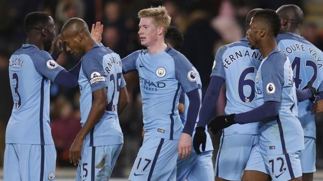Manchester City jumped to second spot in the Premier League after securing a 3-0 win over Hull City.(REUTERS) Manchester City jumped to second spot in the Premier League after securing a 3-0 win over Hull City.(REUTERS)