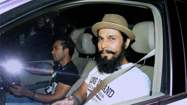 Randeep Hooda arrives for actor Salman Khan's 51st birthday party in Panvel, Mumbai. (PTI)