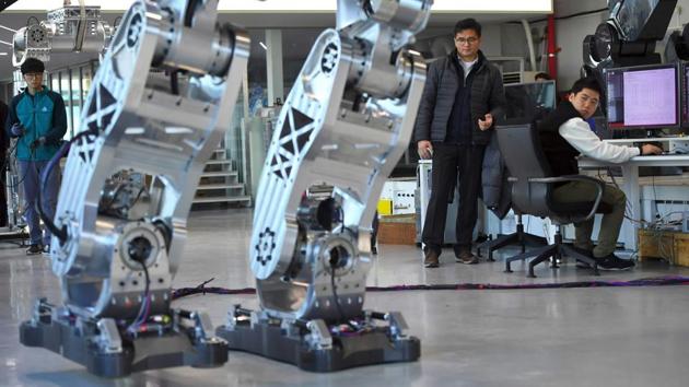 Building the giant robot was a challenge for the engineers -- most of them in their mid and late 30s -- as its unprecedented scale meant they had nothing to refer to. (AFP)