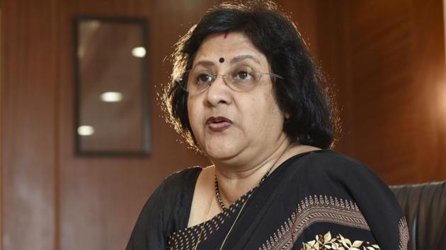 SBI chairman Arundhati Bhattacharya at her office in Mumbai, India, on Thursday, December 29, 2016(Anshuman Poyrekar/HT)