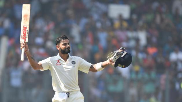 Virat Kohli enjoyed a stupendous year, scoring three double centuries, going 18 Tests without a loss and staying undefeated as captain.(Pratham Gokhale/HT PHOTO)