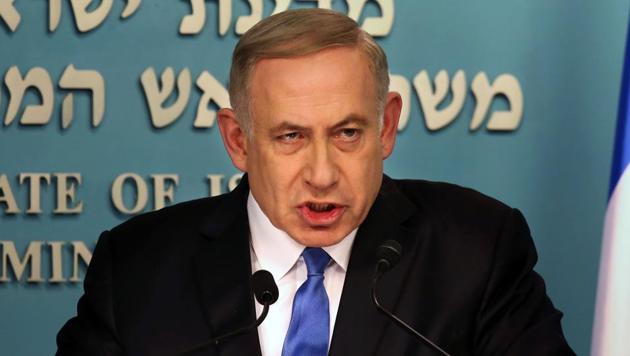 Israeli Prime Minister Benjamin Netanyahu delivers a statement to the press at his Jerusalem office on December 28 in response to a speech by US secretary of state John Kerry.(AFP Photo) Israeli Prime Minister Benjamin Netanyahu delivers a statement to the press at his Jerusalem office on December 28 in response to a speech by US secretary of state John Kerry.(AFP Photo)
