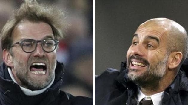 Liverpool’s Juergen Klopp and Manchester City’s Pep Guardiola will go head to head in a Premier League match on Saturday(Reuters)