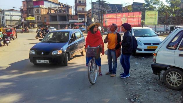 Every day Irom Sharmila ventures out unaccompanied from her residence at New Checkon locality in Imphal East district, and cycles as far as her legs or her Hercules Captain Shakti bicycle take her. (HT Photo) Every day Irom Sharmila ventures out unaccompanied from her residence at New Checkon locality in Imphal East district, and cycles as far as her legs or her Hercules Captain Shakti bicycle take her. (HT Photo)
