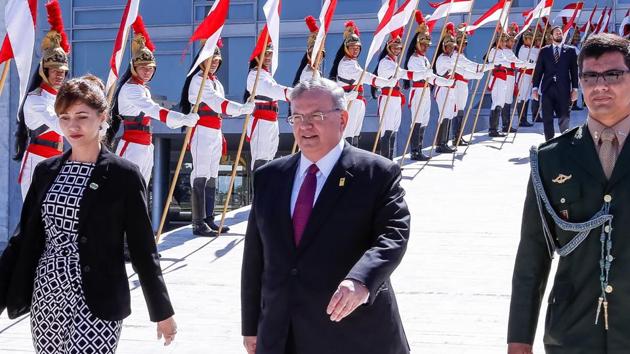 Handout undated picture released by the Brazilian presidency showing Greek ambassador to Brazil, Kyriakos Amiridis (C), leaving after presenting his credentials to Brazilian President Michel Temer during a ceremony in Brasilia on May 25, 2016. Amiridis was last seen on the night of December 26, 2016 near Rio de Janeiro while vacationing with his family and has since been missing.(AFP Photo) Handout undated picture released by the Brazilian presidency showing Greek ambassador to Brazil, Kyriakos Amiridis (C), leaving after presenting his credentials to Brazilian President Michel Temer during a ceremony in Brasilia on May 25, 2016. Amiridis was last seen on the night of December 26, 2016 near Rio de Janeiro while vacationing with his family and has since been missing.(AFP Photo)