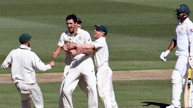 Mitchell Starc’s all-rpund exploits and Nathan Lyon’s three crucial wickets helped Australia beat Pakistan by an innings and 18 runs in Melbourne to take an unbeatable 2-0 lead in the series.(AFP)