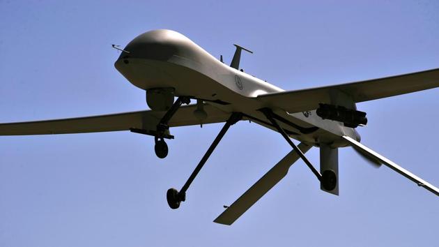 This file photo taken on October 21, 2015 shows a US Air Force MQ-1B Predator remotely piloted aircraft as it flies overhead during a training mission in Nevada. The United States is the only country operating drones over Yemen.(AFP Photo) This file photo taken on October 21, 2015 shows a US Air Force MQ-1B Predator remotely piloted aircraft as it flies overhead during a training mission in Nevada. The United States is the only country operating drones over Yemen.(AFP Photo)