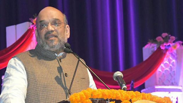 BJP president Amit Shah addresses a gathering at a function on the 92nd birthday of former Prime Minister Atal Bihari Vajpayee in New Delhi on December 25.(PTI)