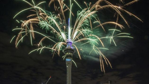 Here comes 2017! Fireworks explode off Auckland's Sky Tower as New Zealand enters the new year first. It’s Jan 1, 2017. (AP) Here comes 2017! Fireworks explode off Auckland's Sky Tower as New Zealand enters the new year first. It’s Jan 1, 2017. (AP)