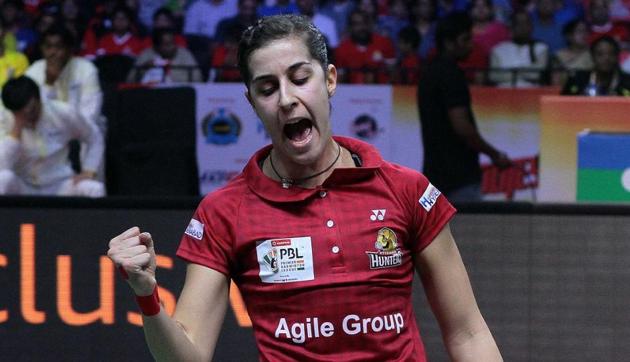 Carolina Marin beat PV Sindhu in the opening match of Premier Badminton League 2017 as Hyderabad Hunters took a 1-0 lead against Chennai Smashers. (PBL) Carolina Marin beat PV Sindhu in the opening match of Premier Badminton League 2017 as Hyderabad Hunters took a 1-0 lead against Chennai Smashers. (PBL)