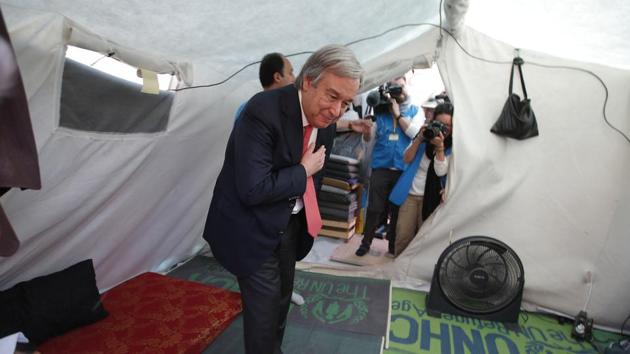 Antonio Guterres at the Midyat refugee camp in Mardin, southeastern Turkey, near the Syrian border in June 2015. Guterres took charge as the new secretary general of the United Nations on January 1, 2017 (AP File) Antonio Guterres at the Midyat refugee camp in Mardin, southeastern Turkey, near the Syrian border in June 2015. Guterres took charge as the new secretary general of the United Nations on January 1, 2017 (AP File)